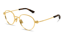 Shop BOTTEGA VENETA Engraved Logo Unisex Panthos Eyeglasses in Gold online.