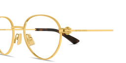Shop BOTTEGA VENETA Engraved Logo Unisex Panthos Eyeglasses in Gold online.