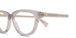 Shop BOTTEGA VENETA Triangle Stud Cat-Eye Eyeglasses in Transparent Taupe online.