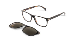 Shop DAVID BECKHAM Clip-On Wide Rectangle Eyeglasses in Black Havana online.