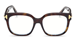 Shop TOM FORD T Logo Square Eyeglasses in Dark Havana online.