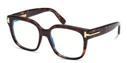 Shop TOM FORD T Logo Square Eyeglasses in Dark Havana online.