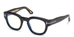 Shop TOM FORD T Logo Round Eyeglasses in Black online.