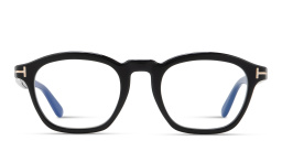 Shop TOM FORD T Logo Round Eyeglasses in Black online.