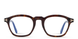Shop TOM FORD T Logo Round Eyeglasses in Havana online.