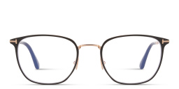 Shop TOM FORD T Logo Square Eyeglasses in Black On Gold online.