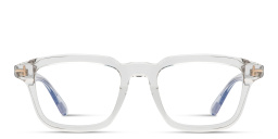 TOM FORD T Emblem Rectangle Eyeglasses in Transparent Grey – Product Photo 1