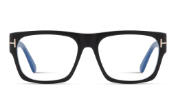 Shop TOM FORD T Emblem Wide Rectangle Eyeglasses in Black online.