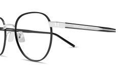 Shop SAINT LAURENT Logo Signature Unisex Panthos Eyeglasses in Ruthenium online.