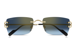 Cartier Signature C de Cartier Rimless Rectangle Sunglasses in Gold – Product Photo 1