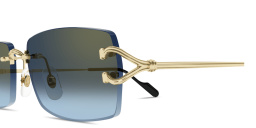 Shop Cartier Signature C de Cartier Rimless Rectangle Sunglasses in Gold online.