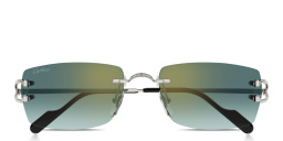 Cartier Signature C de Cartier Rimless Rectangle Sunglasses in Silver – Product Photo 1