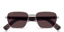 Shop Cartier Première de Cartier Rectangle Sunglasses in Silver online.