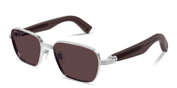 Shop Cartier Première de Cartier Rectangle Sunglasses in Silver online.