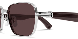 Shop Cartier Première de Cartier Rectangle Sunglasses in Silver online.
