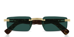 Shop Cartier Première de Cartier Rimless Rectangle Sunglasses in Gold online.