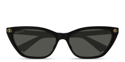 Shop GUCCI GG Motif Cat-Eye Sunglasses in Black online.