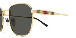 Shop GUCCI Web Square Sunglasses in Gold online.