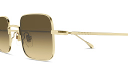 Shop GUCCI Engraved Logo Unisex Square Sunglasses in Gold online.