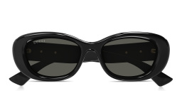Shop GUCCI GG Logo Oval Sunglasses in Black online.