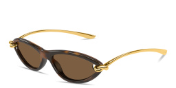Shop BOTTEGA VENETA Knot Cat-Eye Sunglasses in Havana online.