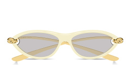Shop BOTTEGA VENETA Knot Cat-Eye Sunglasses in Shiny Butter online.