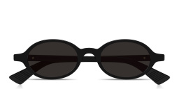 Shop BOTTEGA VENETA Ribbon Unisex Oval Sunglasses in Black online.