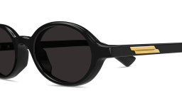 Shop BOTTEGA VENETA Ribbon Unisex Oval Sunglasses in Black online.