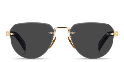 Shop DAVID BECKHAM Talisman Rimless Pilot Sunglasses in Shiny Gold online.