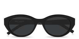 Shop SAINT LAURENT YSL Logo Cat-Eye Sunglasses in Black online.