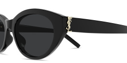 Shop SAINT LAURENT YSL Logo Cat-Eye Sunglasses in Black online.