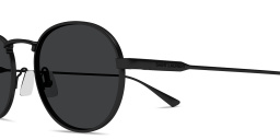 Shop SAINT LAURENT Engraved Logo Round Sunglasses in Black online.