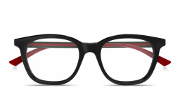 Shop GUCCI GG Logo Square Eyeglasses in Black online.