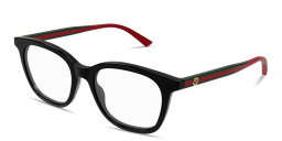 Shop GUCCI GG Logo Square Eyeglasses in Black online.