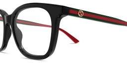 Shop GUCCI GG Logo Square Eyeglasses in Black online.