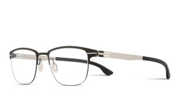 Shop ic! berlin The Lone Wolf Square Eyeglasses in Shiny Black online.