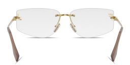 Shop FENDI Fendi First Crystal Rimless Wide Irregular Eyeglasses in Gold online.