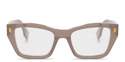 Shop FENDI Fendi Roma Square Eyeglasses in Transparent Brown online.
