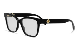 Shop FENDI FF Diamonds Wide Square Eyeglasses in Black online.