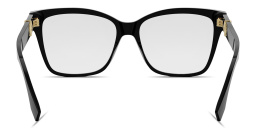 Shop FENDI FF Diamonds Wide Square Eyeglasses in Black online.