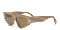 Shop FENDI Roma Cat-Eye Sunglasses in Beige online.