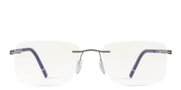 Shop Silhouette The Dawn Wide Rimless Square Eyeglasses in Matte Silver online.