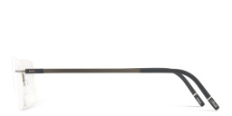 Shop Silhouette The Dawn Wide Rimless Square Eyeglasses in Matte Silver online.