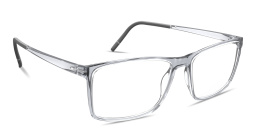 Shop Silhouette Clear Sky Wide Rectangle Eyeglasses in Transparent Grey online.