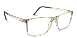 Shop Silhouette Clear Sky Wide Rectangle Eyeglasses in Transparent Sand online.