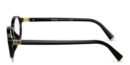 Shop MIU MIU Vertical Logo Oval Eyeglasses in Black online.
