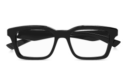 Shop Alexander McQueen Logo Signature Unisex Rectangle Eyeglasses in Black online.