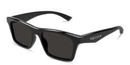Shop Alexander McQueen Logo Lettering Rectangle Sunglasses in Black online.