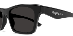 Shop Alexander McQueen Logo Lettering Rectangle Sunglasses in Black online.