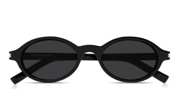 Shop SAINT LAURENT Jeanne Oval Sunglasses in Black online.